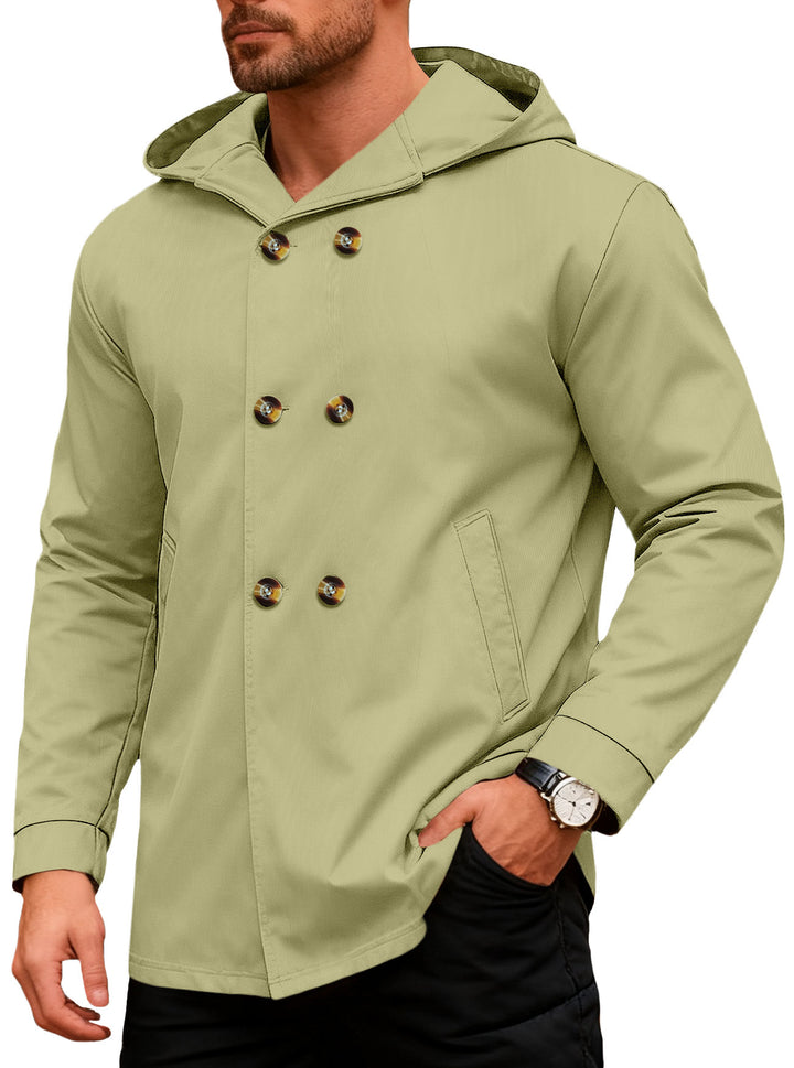 Herren Kapuzensweater mit doppelter Knopfverschluss und seitlichen Taschen Aliams