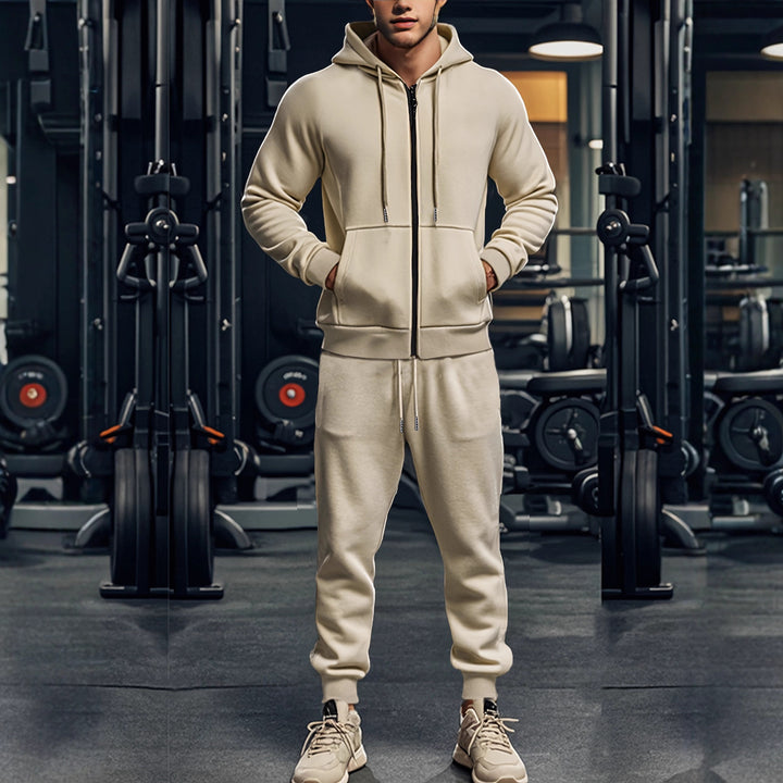 Herren sportliches Hoodie- und Jogginghose-Set mit durchgehendem Reißverschluss und elastischem Bund Aliams