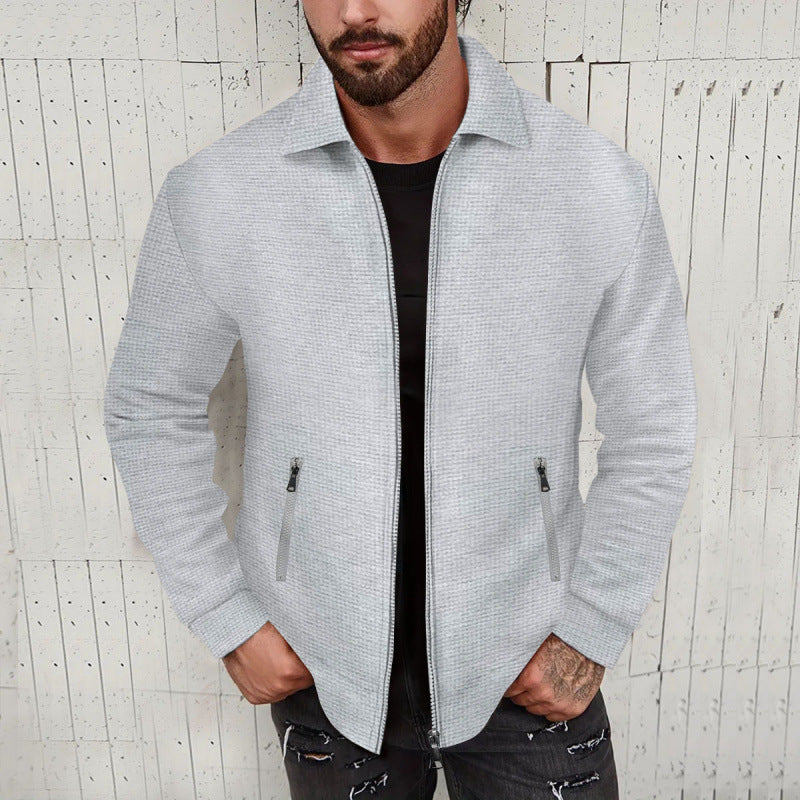 Herren modische Sweatjacke mit strukturierter Oberfläche und praktischen Reißverschlusstaschen Aliams