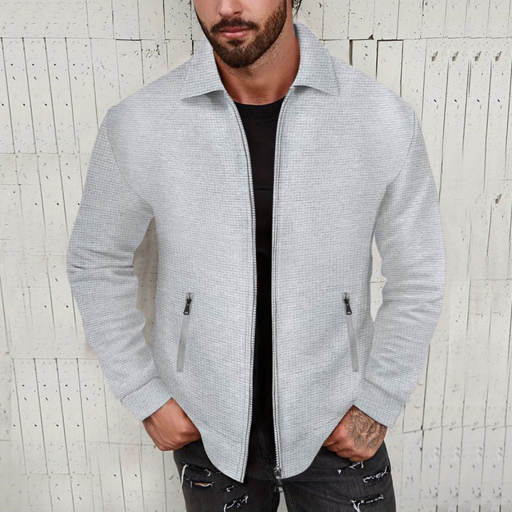 Herren modische Sweatjacke mit strukturierter Oberfläche und praktischen Reißverschlusstaschen Aliams