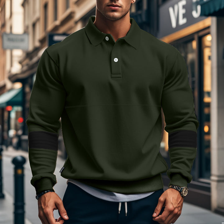Herren sportliches Sweatshirt mit modernem Stehkragen und eleganten Kontrastärmel Aliams