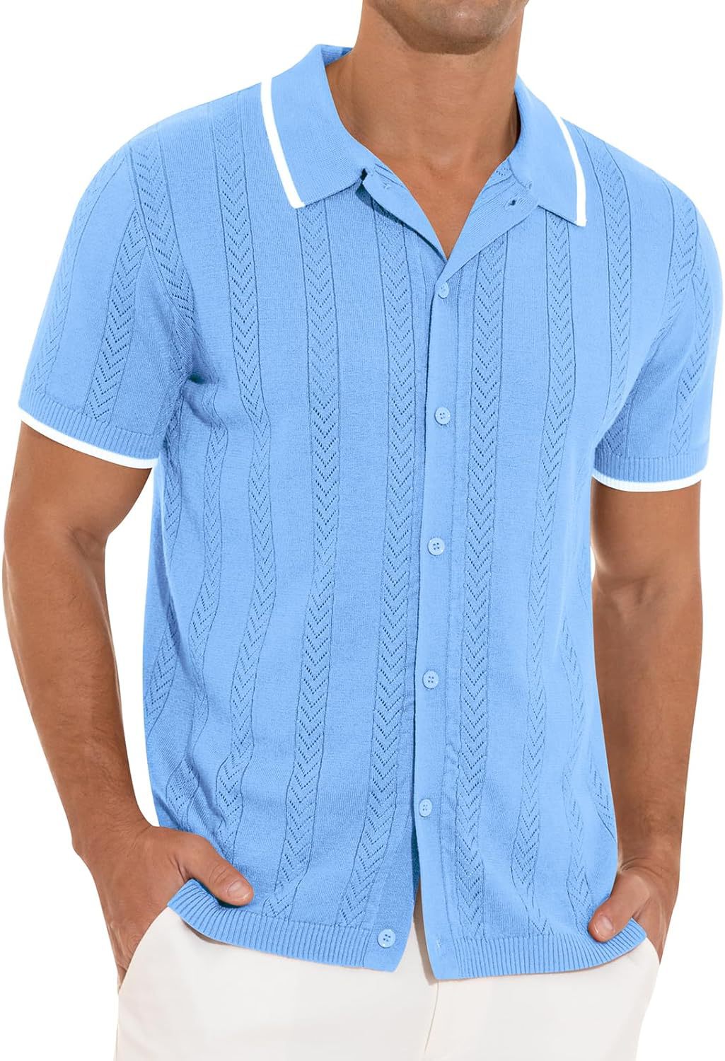 Herren feines Strickhemd mit strukturiertem Muster Aliams