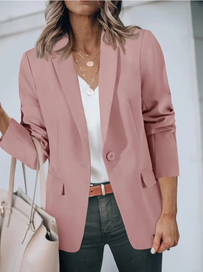 Damen Lässiger Blazer mit Elegantem Schnitt und Praktischen Taschen Aliams
