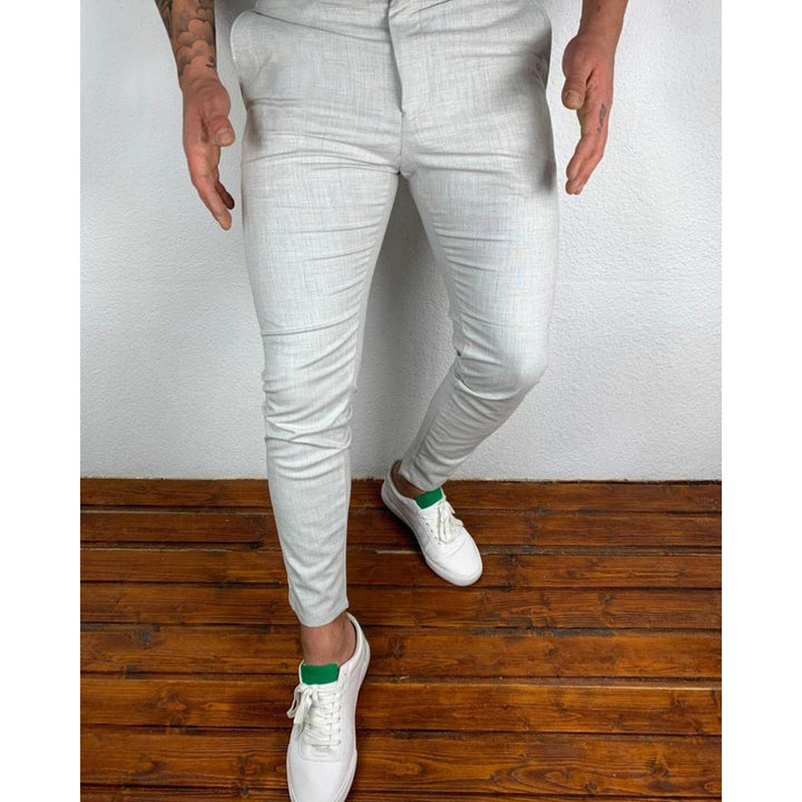 Herren Slim-Fit Anzughose im modernen Design mit elastischem Bund und seitlichen Taschen Aliams