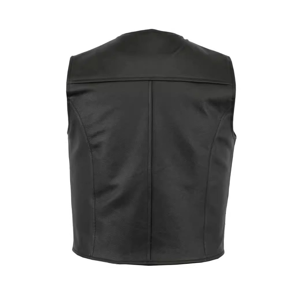 Herren Biker-Lederweste mit praktischen Reißverschlusstaschen und stilvollem Schnitt Aliams