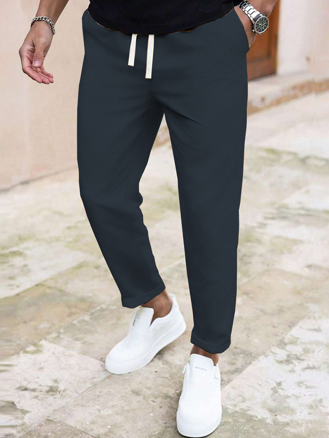 Herren Freizeithose mit elastischem Bund und praktischen Taschen Aliams