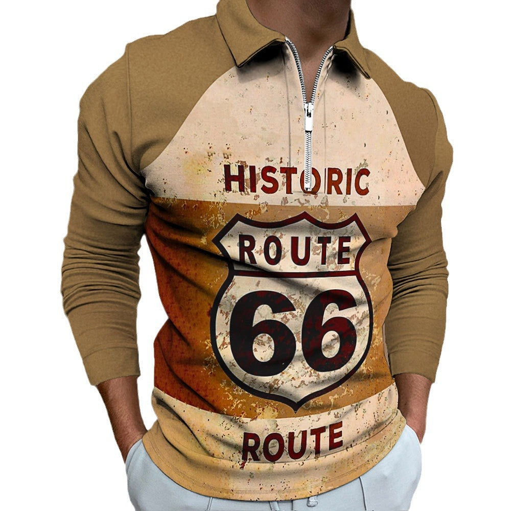 Herren Shirt mit hochgeschlossenem Kragen und Retro-Design Aliams