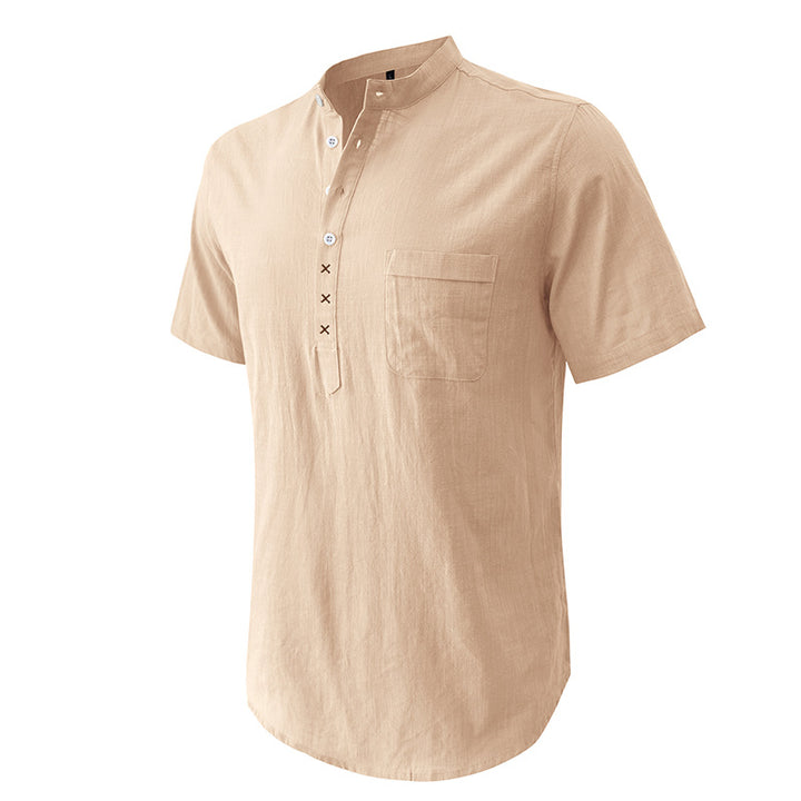 Herren Kurzarm-Henley-Shirt mit praktischer Knopfleiste und atmungsaktivem Stoff Aliams