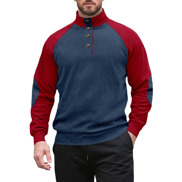 Herren Strickpullover mit modernem Stehkragen und Knopfleiste Aliams