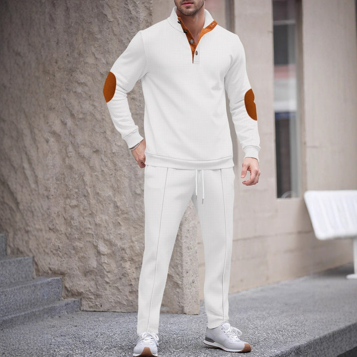 Herren sportlicher Trainingsanzug mit modischem Stehkragen und strukturierten Akzenten Aliams