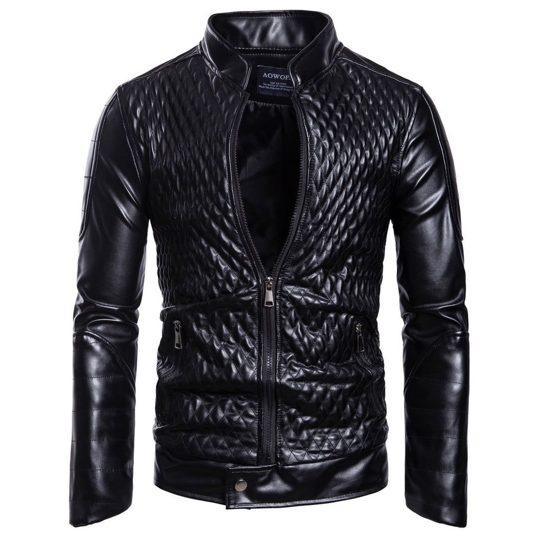 Herren stylische gesteppte Lederjacke Aliams