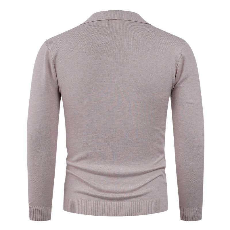 Herren Strickpullover mit halb offenem Kragen und feiner Rippenstruktur Aliams