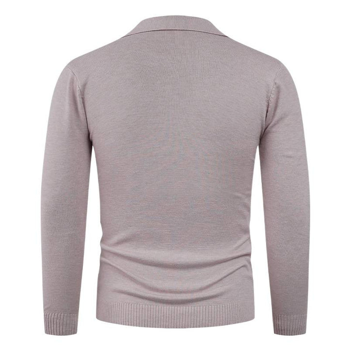 Herren Strickpullover mit halb offenem Kragen und feiner Rippenstruktur Aliams