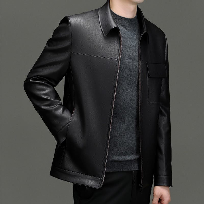 Herren Kunstlederjacke mit praktischen Reißverschlusstaschen Aliams