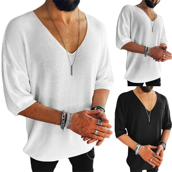Herren Übergröße V-Ausschnitt Pullover Aliams
