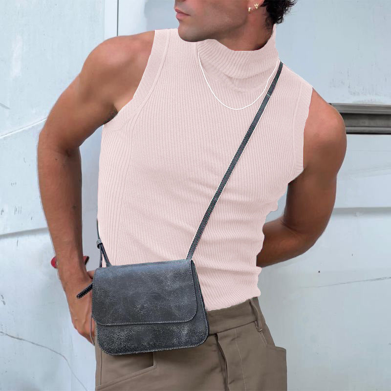 Damen ärmelloses Sporttop mit hochziehbarem Kragen Aliams