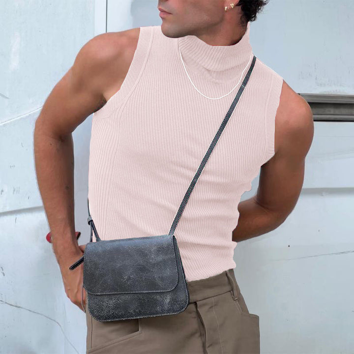 Damen ärmelloses Sporttop mit hochziehbarem Kragen Aliams