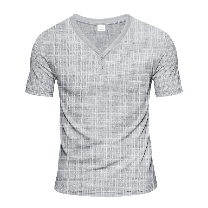 Herren Kurzarm Henley-Shirt mit strukturiertem Design und praktischen Knopfdetails Aliams