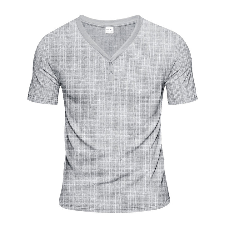 Herren Kurzarm Henley-Shirt mit strukturiertem Design und praktischen Knopfdetails Aliams