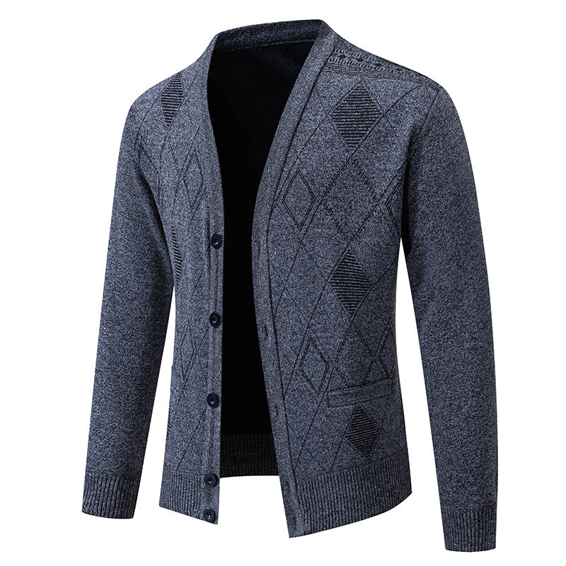 Herren stylische Strickjacke mit V-Ausschnitt und strukturiertem Muster Aliams