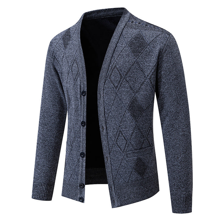 Herren stylische Strickjacke mit V-Ausschnitt und strukturiertem Muster Aliams