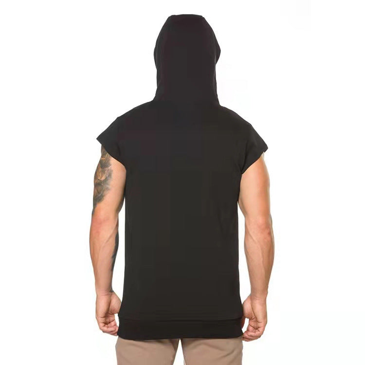 Herren Kapuzen-T-Shirt mit Ärmelloses Design und praktischer Fronttasche Aliams