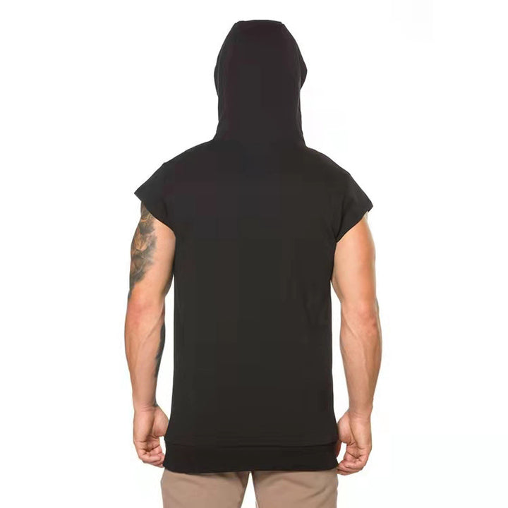 Herren Kapuzen-T-Shirt mit Ärmelloses Design und praktischer Fronttasche Aliams