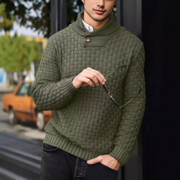 Herren Strickpullover mit Strukturiertem Muster und Modernem Stehkragen Aliams