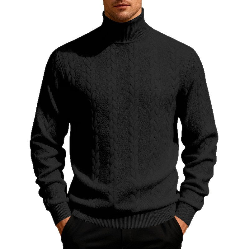 Herren Strickpullover mit Stehkragen und Zopfmuster Aliams
