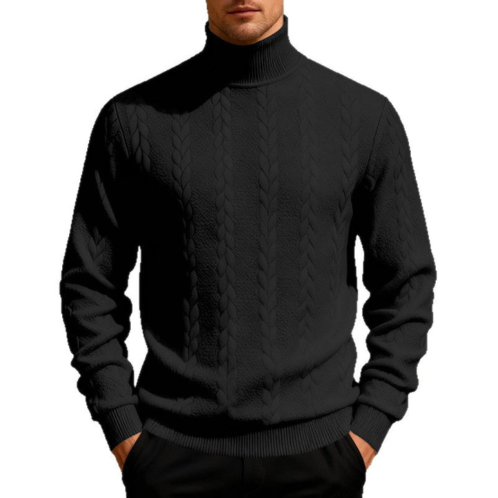 Herren Strickpullover mit Stehkragen und Zopfmuster Aliams