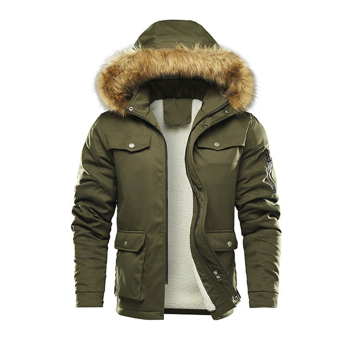 Herren isolierte Winterjacke mit abnehmbarer Kapuze und Futter Aliams