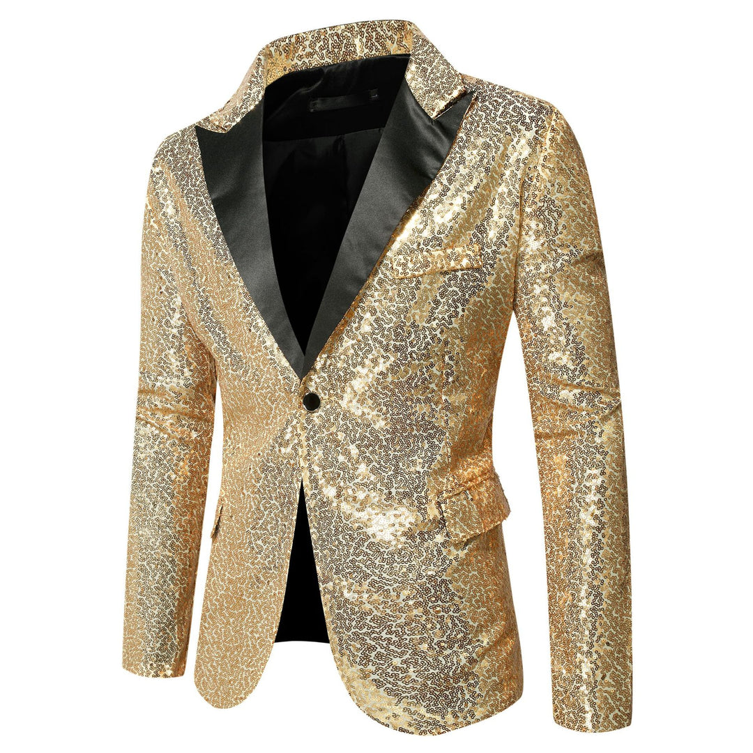 Herren extravagante Glitzer-Smokingjacke mit schwarzem Satinrevers Aliams
