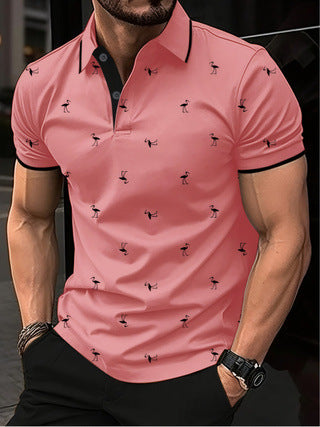 Herren Polohemd mit kurzem Arm und Muster Aliams