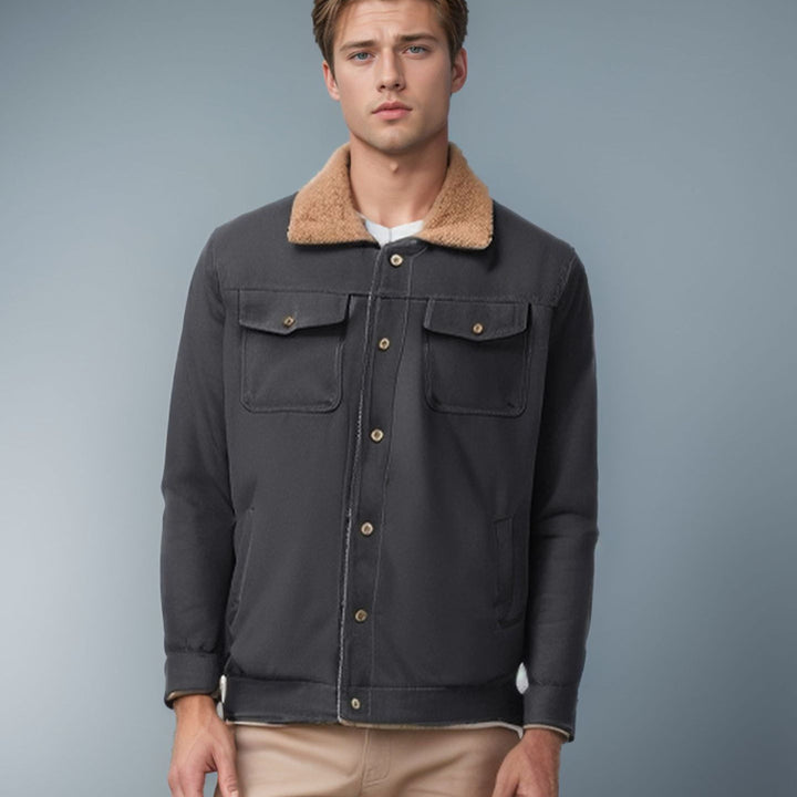 Herren robuste Canvasjacke mit Teddy-Kragen Aliams