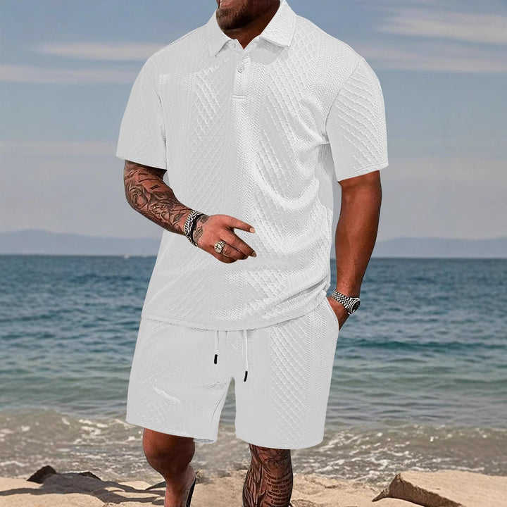 Herren sportliches Polo- und Shorts-Set mit strukturiertem Design Aliams