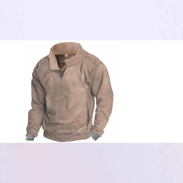 Herren Fleece-Pullover mit Stehkragen und praktischer Reißverschlussöffnung Aliams