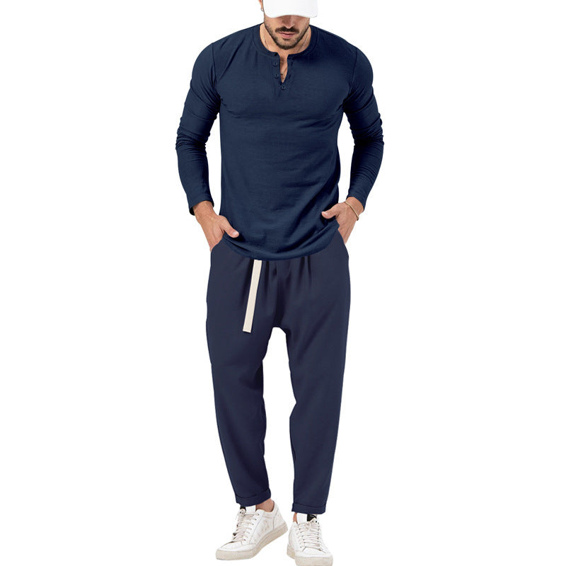 Herren Bequeme Jogginghose mit modischen Details und lässigem langarm Shirt Aliams