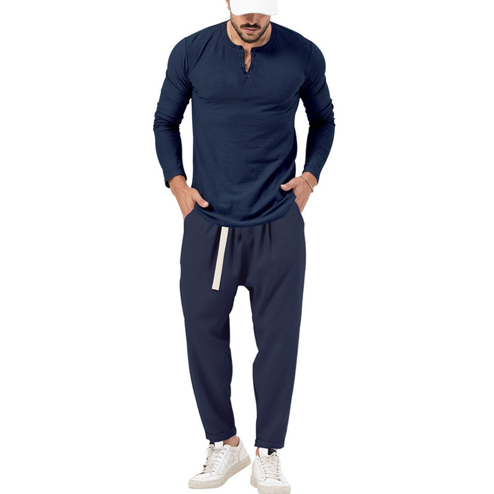 Herren Bequeme Jogginghose mit modischen Details und lässigem langarm Shirt Aliams