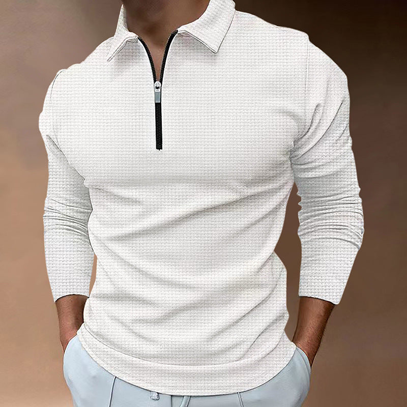 Herren Sportliches Langarm-Henley-Shirt mit Reißverschluss und strukturierter Oberfläche Aliams