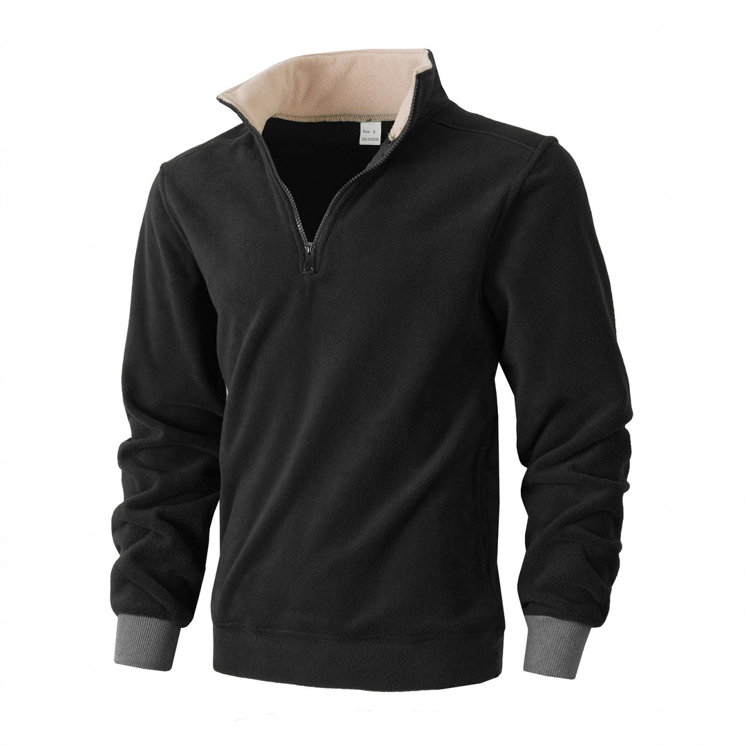 Herren Fleece Pullover mit halbem Reißverschluss und elastischen Bündchen Aliams