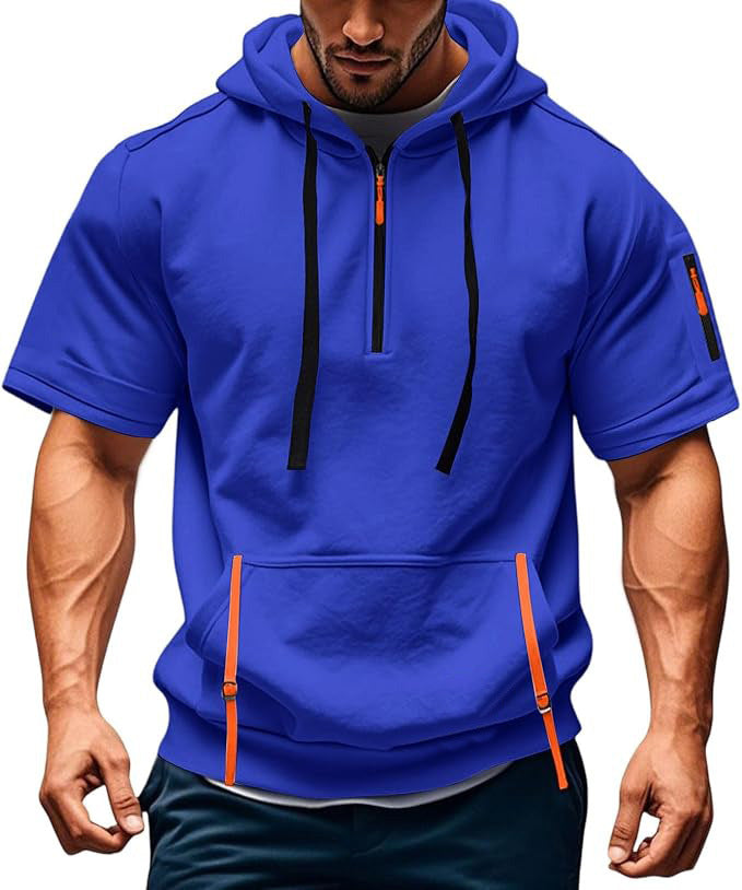 Herren Kurzarm-Hoodie mit praktischem Reißverschluss Aliams