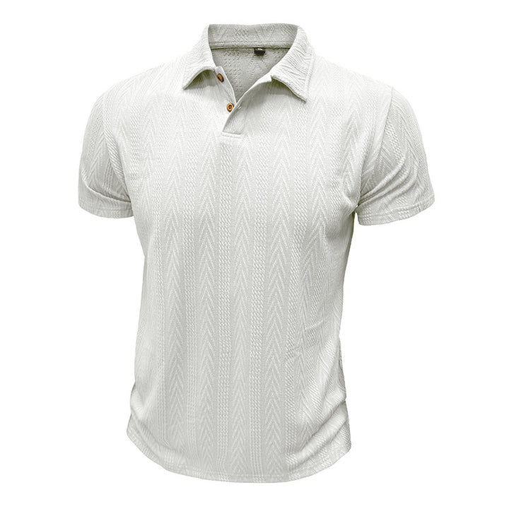 Herren Poloshirt mit strukturiertem Gewebemuster und knöpfbarem Kragen Aliams