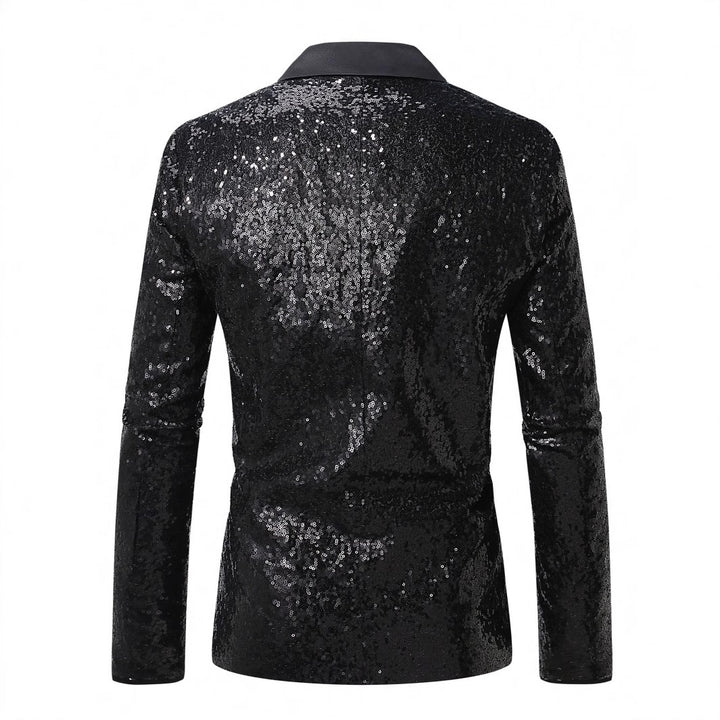 Herren festlicher Paillettenblazer mit elegantem Satinrevers Aliams