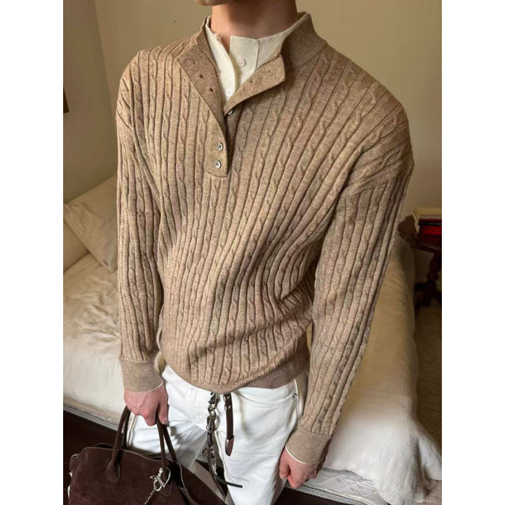 Herren Feinstrickpullover mit dekorativen Knopfdetails Aliams