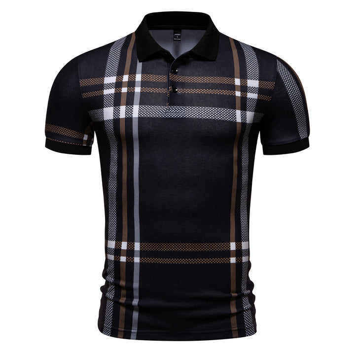 Herren kurzärmeliges Polohemd mit stilvollem Karomuster und elastischem Schnitt Aliams