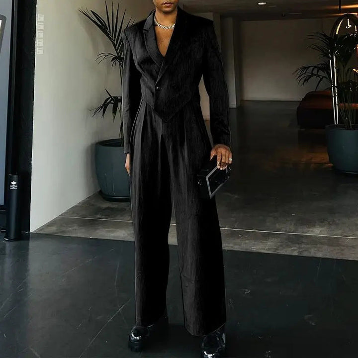 Damen eleganter Blazer mit hochgeschnittener Silhouette und passender Hose Aliams