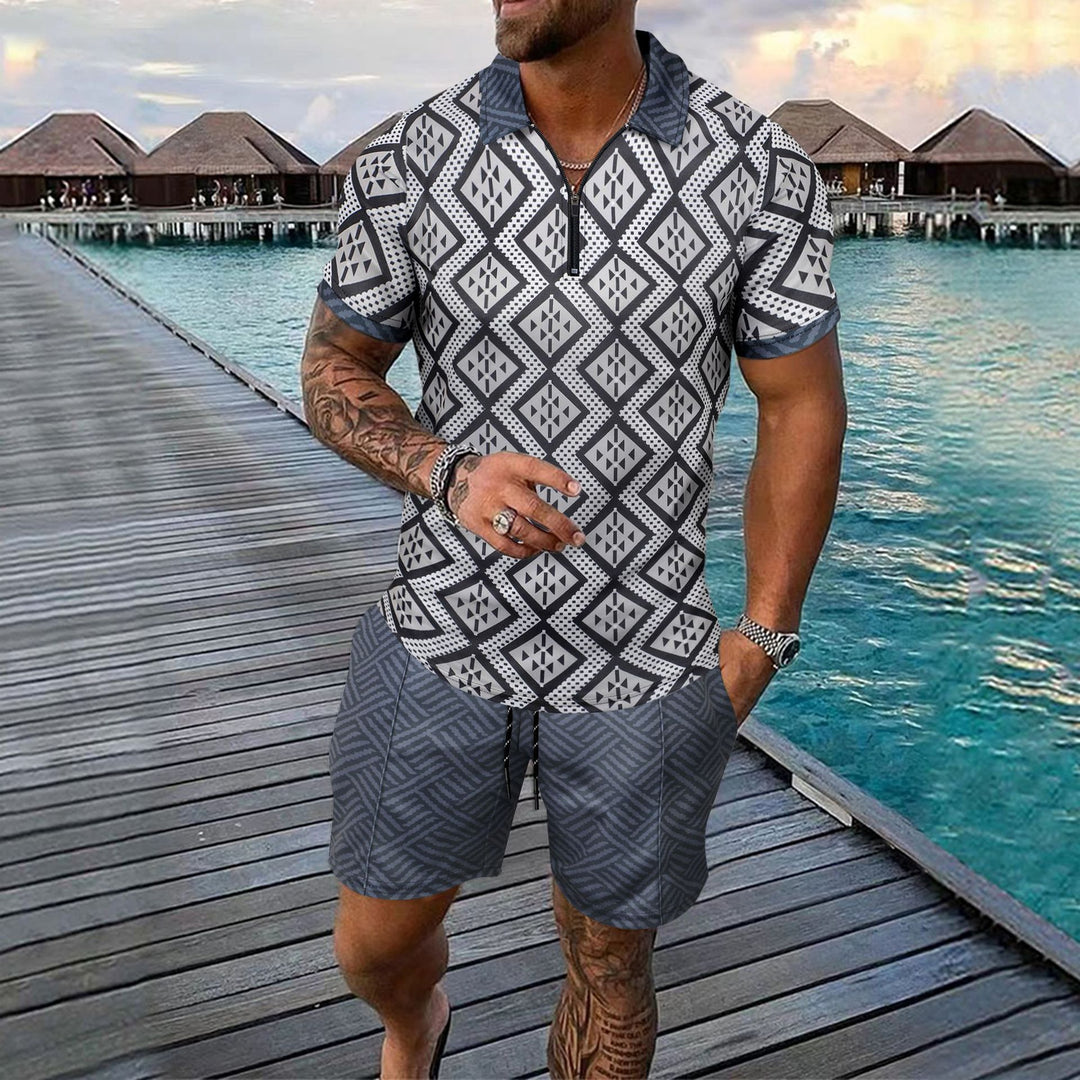 Herren Sportliches Oberteil mit kurzem Reißverschluss und stylischen Shorts Aliams