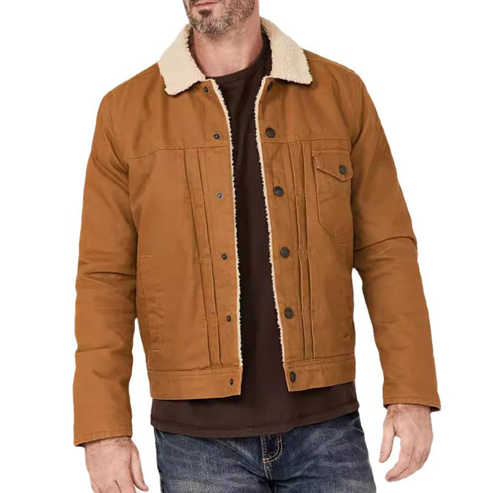 Herren Baumwolljacke mit Fleece-Kragen und seitlichen Taschen Aliams