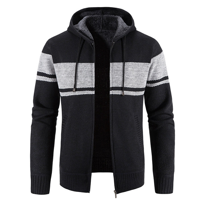 Herren Kapuzenjacke mit modernem Strickdesign und weichem Innenfutter Aliams