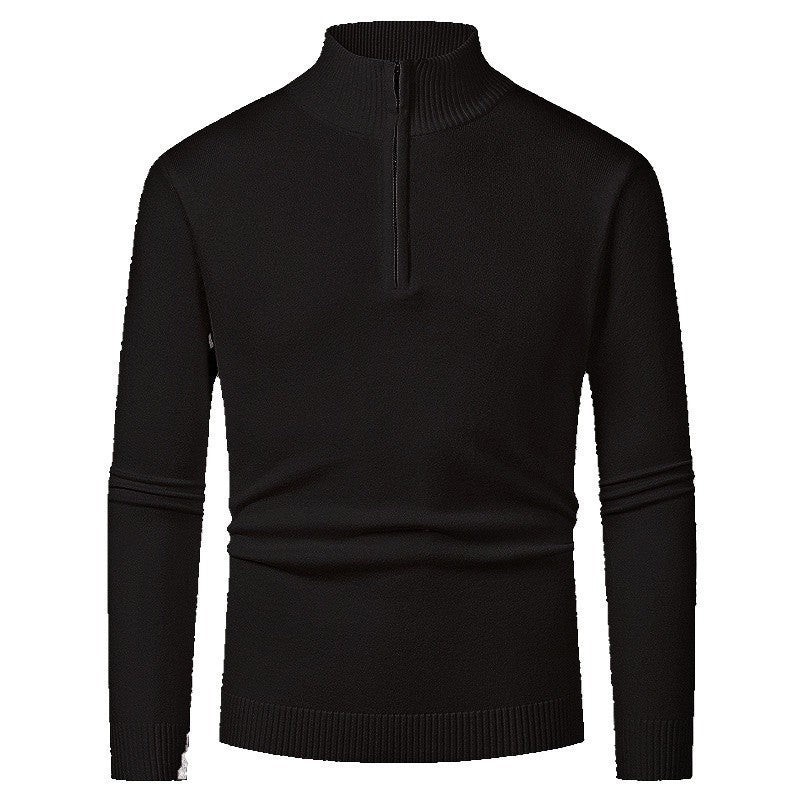 Herren eleganter Rollkragenpullover mit durchgehendem Reißverschluss Aliams